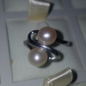 Swirl Double pearl ring